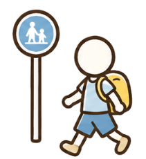 ランドセルを背負って通学する子どものイラスト